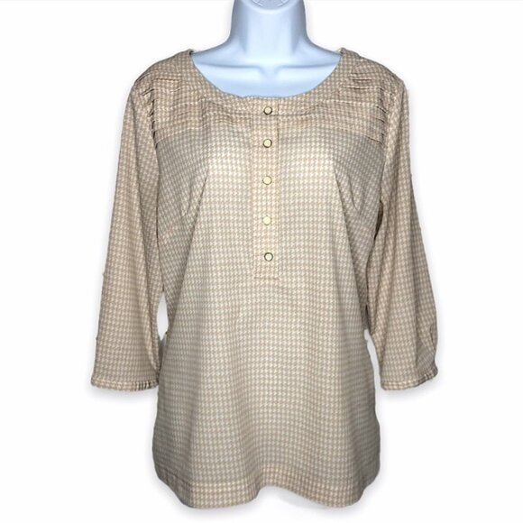 Banana Republic Tops - Banana Republic BR Women's Beige Patterned Top Size Large Houndstooth